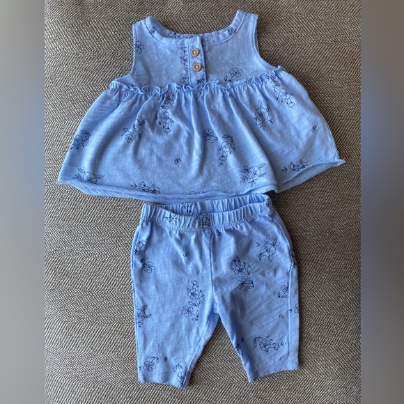 Carter’s Newborn Set. Blue Floral Jersey Material. Soft Cotton. Sz. Newborn. EUC - Picture 2 of 7